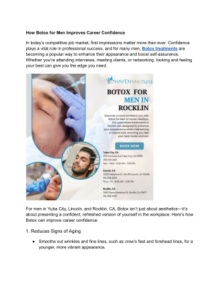 How Botox for Men Improves Career Confidence