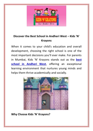 Discover the Best School in Andheri West Kids 'N' Krayons