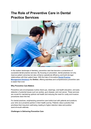 The Role of Preventive Care in Dental Practice Services