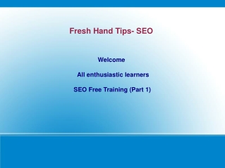 Free SEO Training For Fresh Hands