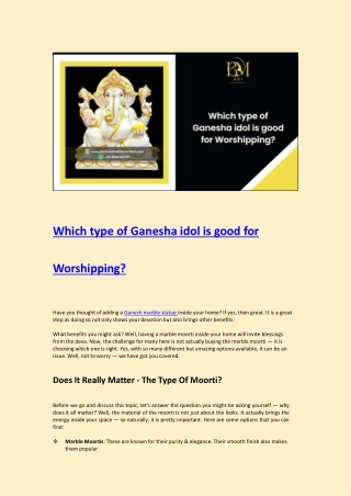 Which type of Ganesha idol is good for Worshipping