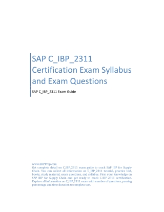 SAP C_IBP_2311 Certification Exam Syllabus and Exam Questions