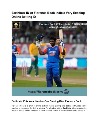 Earthbetz ID At Florence Book India's Very Exciting Online Betting ID