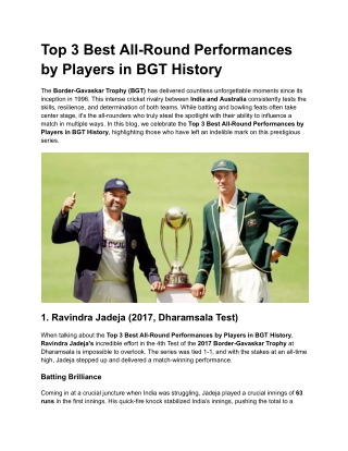 Top 3 Best All-Round Performances by Players in BGT History