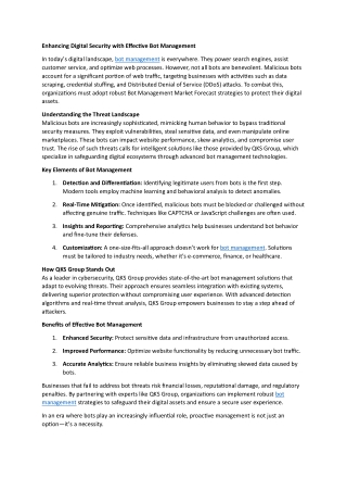 Enhancing Digital Security with Effective Bot Management