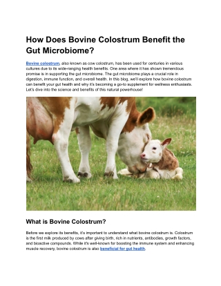 How Does Bovine Colostrum Benefit the Gut Microbiome?