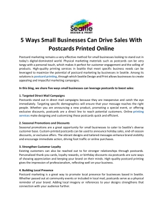 5 Ways Small Businesses Can Drive Sales With Postcards Printed Online