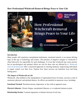 How Professional Witchcraft Removal Brings Peace to Your Life