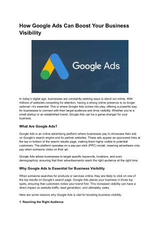 Google Ads: A Path to Better Business Visibility