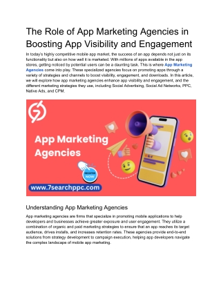 The Role of App Marketing Agencies in Boosting App Visibility and Engagement