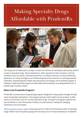 Making Specialty Drugs Affordable with PrudentRx
