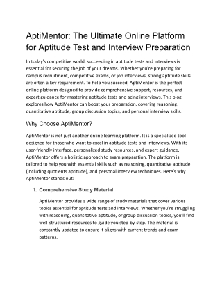 AptiMentor_ The Ultimate Online Platform for Aptitude Test and Interview Preparation