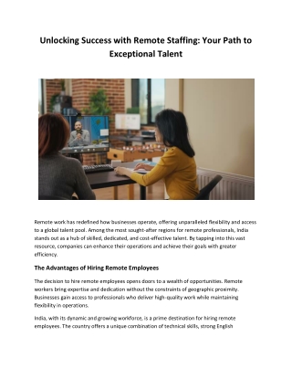 Unlocking Success with Remote Staffing: Your Path to Exceptional Talent