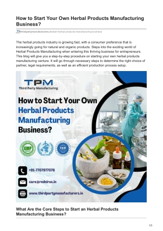 How to Start Your Own Herbal Products Manufacturing Business