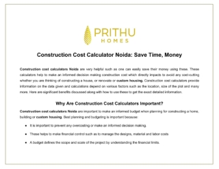 Construction Cost Calculator Noida: Save Time, Money