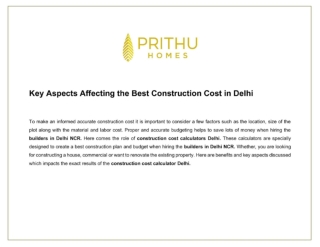 Key Aspects Affecting the Best Construction