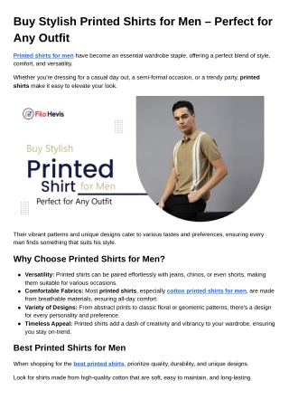 Buy Stylish Printed Shirts for Men – Perfect for Any Outfit