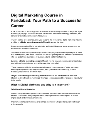 Digital marketing course in Faridabad