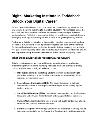 Digital Marketing Institute in Faridabad