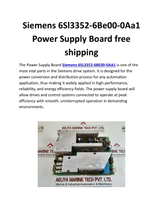 Siemens 6Sl3352-6Be00-0Aa1 Power Supply Board free shipping