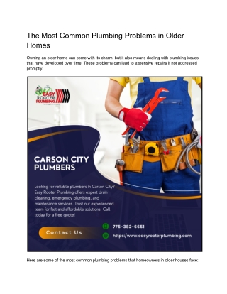 The Most Common Plumbing Problems in Older Homes
