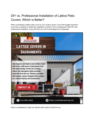 DIY vs. Professional Installation of Lattice Patio Covers_ Which is Better_