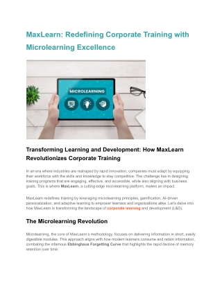 MaxLearn_ Redefining Corporate Training with Microlearning Excellence