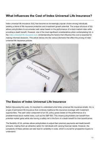 What Influences the Cost of Index Universal Life Insurance