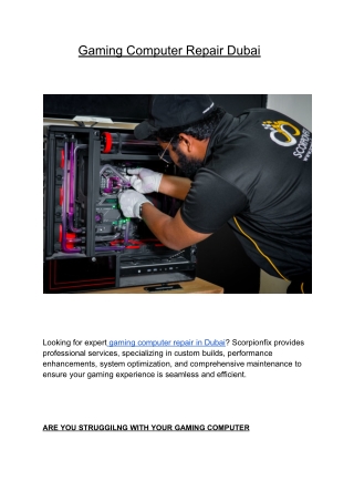 Gaming Computer Repair Dubai
