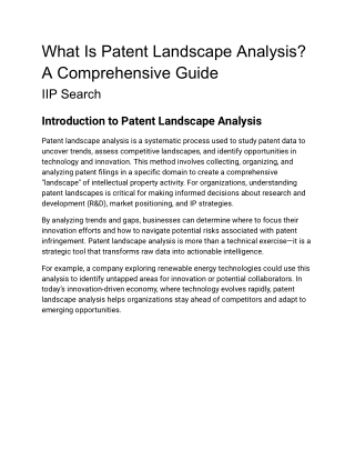What Is Patent Landscape Analysis? A Comprehensive Guide | IIP Search
