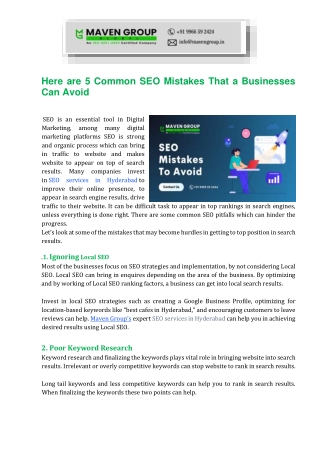 Here are 5 Common SEO Mistakes That a Businesses Can Avoid