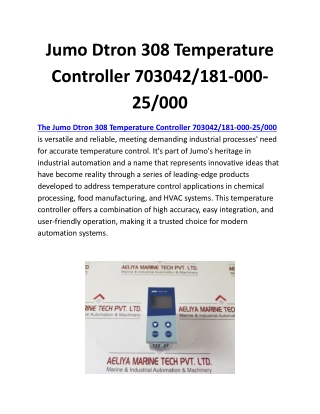 Jumo Dtron 308 Temperature Controller 703042181-000-25000