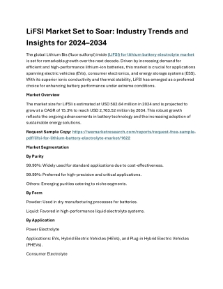 (LiFSI) for lithium battery electrolyte market