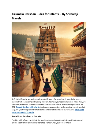 Tirumala Darshan Rules for Infants – By Sri Balaji Travels