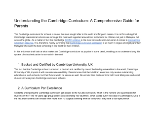 Understanding the Cambridge Curriculum_ A Comprehensive Guide for Parents