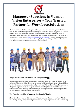 Manpower Suppliers in Mumbai - Vision Enterprises