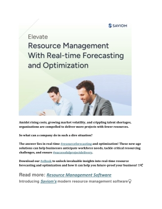 Elevate resource management with real time forecasting and optimization slideserve