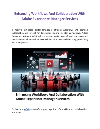 Enhancing Workflows And Collaboration With Adobe Experience Manager Services