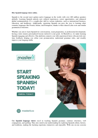 Hire Spanish language tutors online