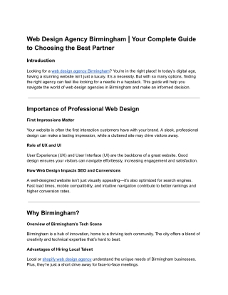 Web Design Agency Birmingham _ Your Complete Guide to Choosing the Best Partner