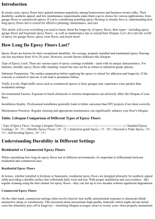 How Long Do Epoxy Floors Last? Understanding Durability and Care