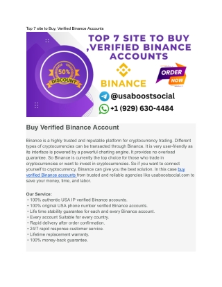Top 7 site to Buy, Verified Binance Accounts