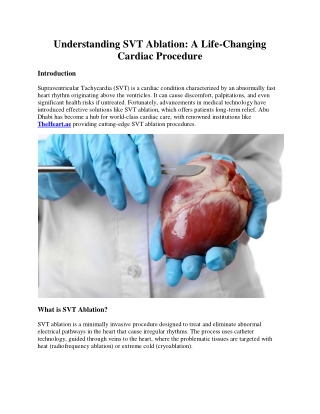 Understanding SVT Ablation: A Life-Changing Cardiac Procedure