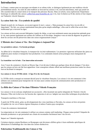 La Rôle des Caisses à Vin dans l'Histoire Viticole Française