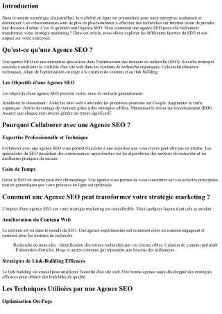 Comment une Agence SEO peut transformer votre stratégie marketing ?