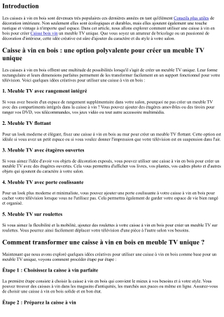 Caisse à vin en bois : comment l'utiliser pour créer un meuble TV unique