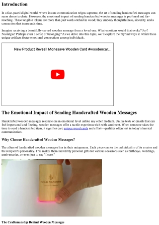 “The Emotional Impact of Sending Handcrafted Wooden Messages”