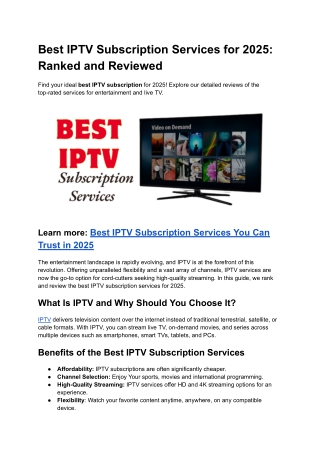 Best IPTV Subscription Services for 2025_ Ranked and Reviewed