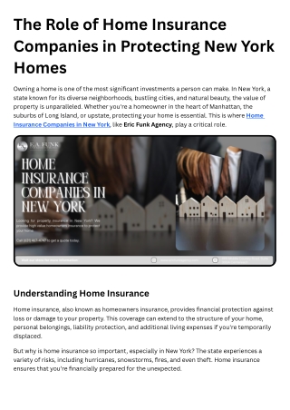 The Role of Home Insurance Companies in Protecting New York Homes