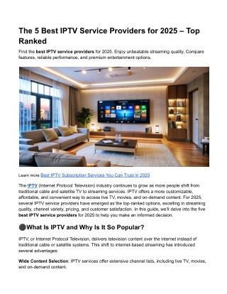 The 5 Best IPTV Service Providers for 2025 – Top Ranked